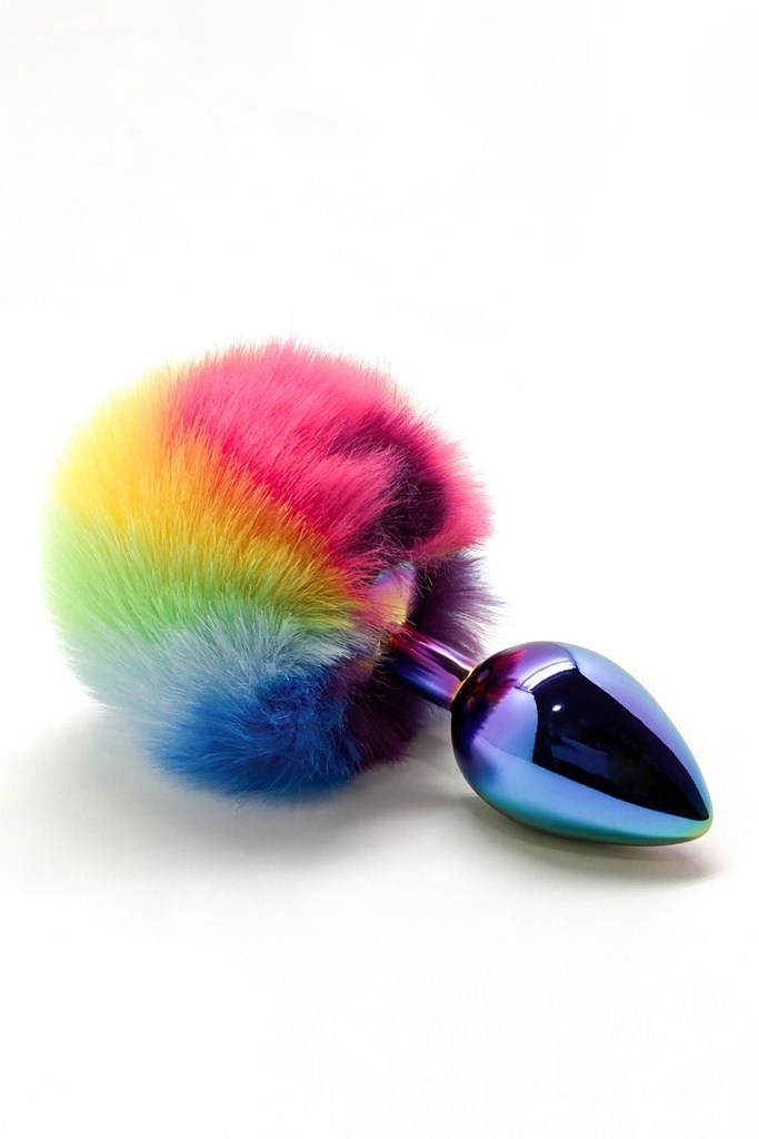 [1079] ​Plug Anal avec Pompon en Fourrure - Fillipi Raimbow Taille L - Wooomy