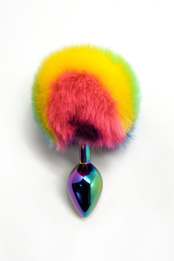 [1077] Plug Anal avec Pompon en Fourrure - ​Fillipi Raimbow Taille S - Wooomy