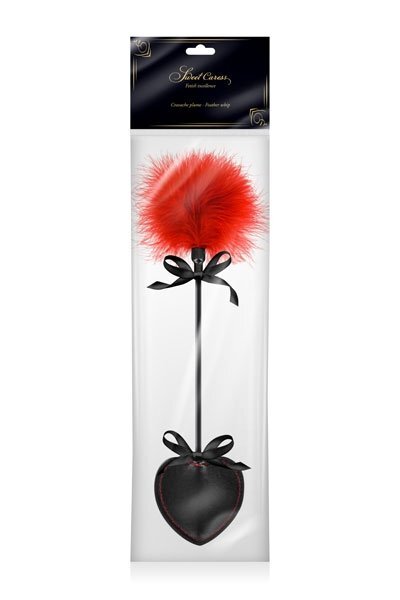 [663] Plume et Tapette Double Face - Petit Pompon Rouge