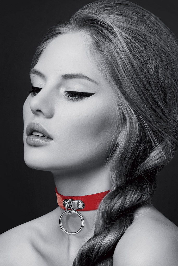 Collier Cuir Laqué avec Anneau Argenté - Anita
