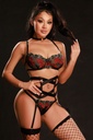 Ensemble Lingerie Dentelle Rouge & Noire – 5 Pièces