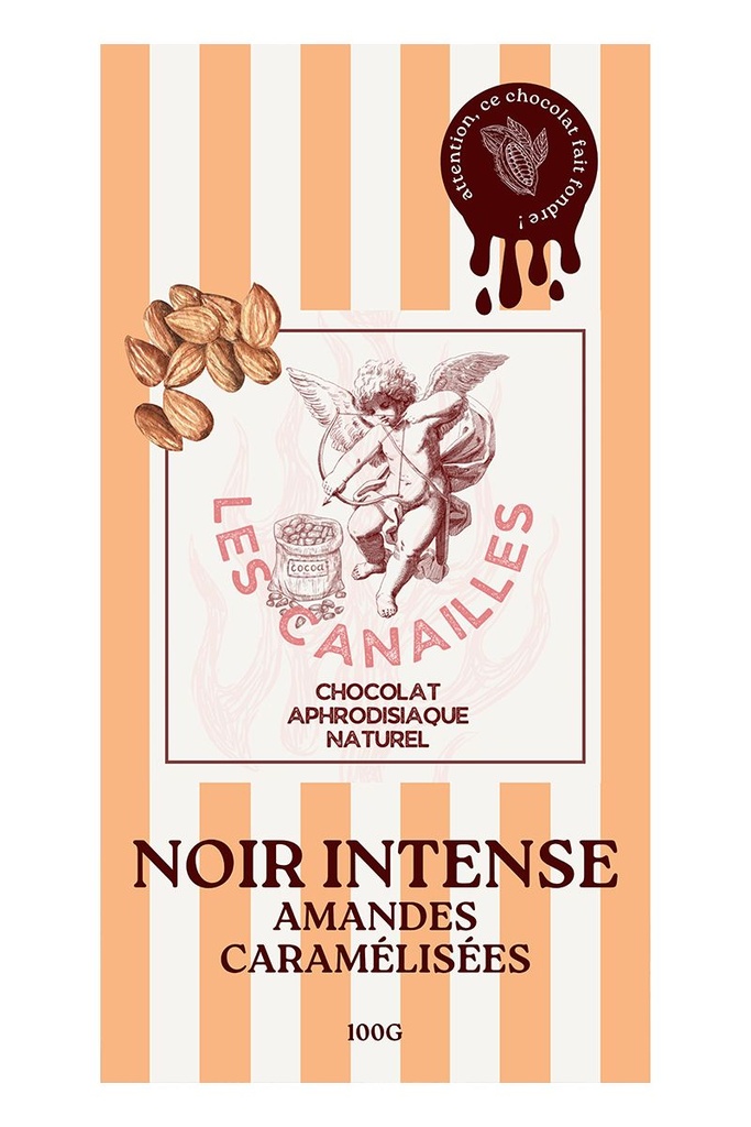 [1965] Chocolat Aphrodisiaque Noir Intense – Amandes Caramélisées – 100g