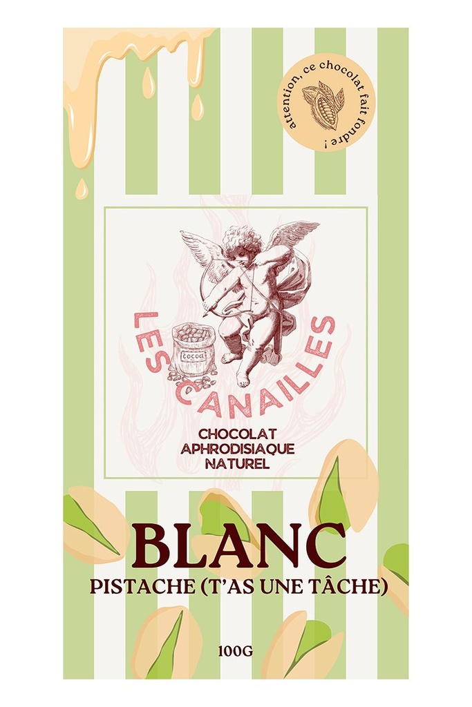 [1963] Chocolat Aphrodisiaque Blanc Pistache – 100g