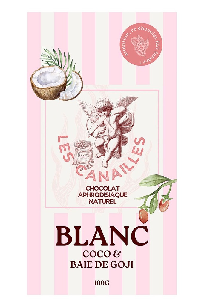 [1961] Chocolat Aphrodisiaque Blanc – Coco & Baie de Goji